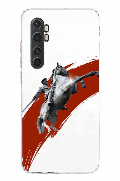 TechTree حافظة سيليكون متوافقة مع هاتف Mi Note 10 Lite بتصميم حصان منتفخ وتفاصيل أتاتورك مطبوع