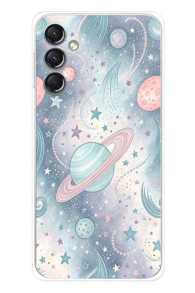 TechTree Samsung Galaxy A24 Compatible Soft Colorful Planets Printed Silicone Case
