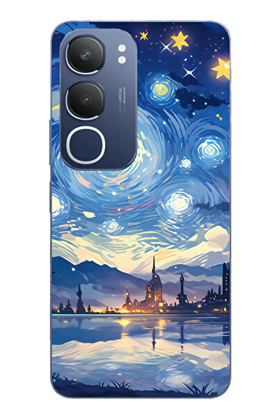 TechTree حافظة سيليكون متوافقة مع Vivo Y19s بتصميم السماء المرصعة بالنجوم وصو...