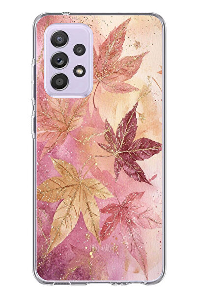 TechTree حافظة سيليكون متوافقة مع هاتف سامسونج جالاكسي A72 باللونين الوردي والبورجوندي مطبوع