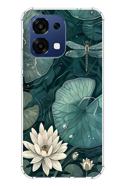 TechTree حافظة سيليكون متوافقة مع هاتف اوبو A6 برو على شكل زهرة اللوتس واليافوت مطبوع