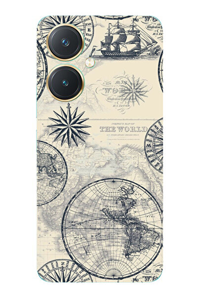 TechTree حافظة سيليكون متوافقة مع Vivo Y27 تحتوي على خريطة العالم القديمة وال...