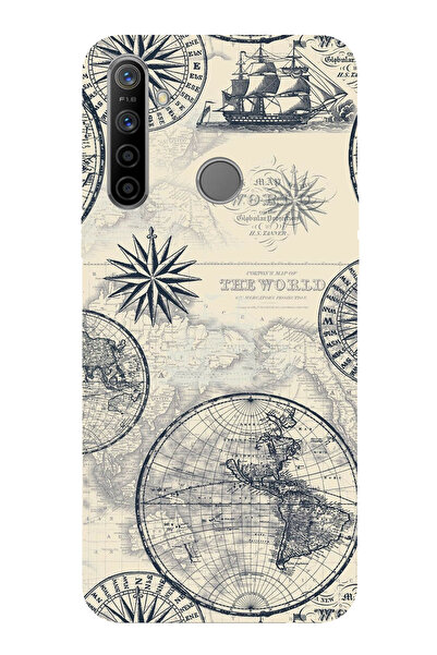 TechTree حافظة سيليكون متوافقة مع Realme 5i - 6i - C3 تحتوي على خريطة العالم ...