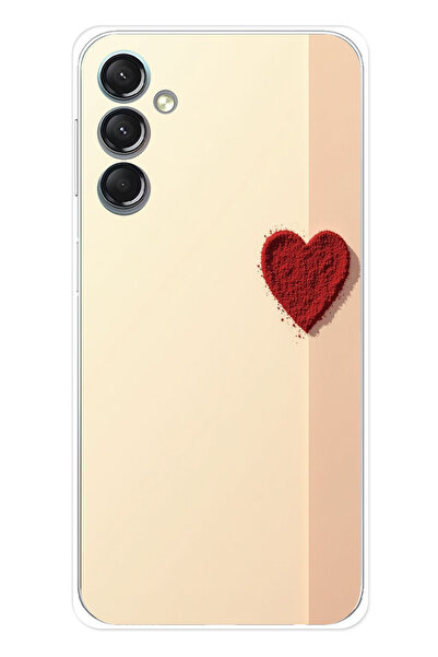 TechTree حافظة سيليكون متوافقة مع هاتف سامسونج جالاكسي A24 باللون الأحمر على خلفية كريمية مطبوع