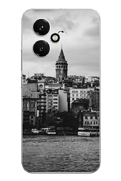 TechTree جراب سيليكون متوافق مع هاتف Honor 400 مع مناظر برج غالاتا والبحر مطبوع