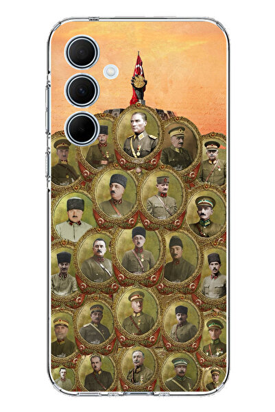 TechTree حافظة سيليكون متوافقة مع هاتف سامسونج جالاكسي A35 من أتاتورك وقادة الحرب للتحرير مطبوع