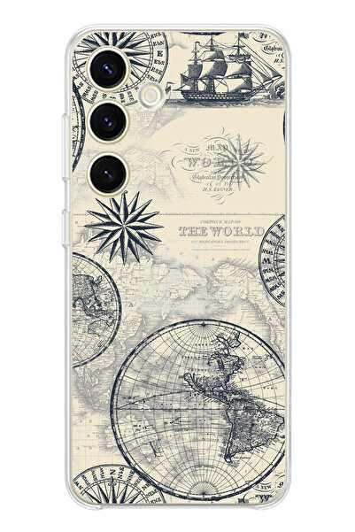 TechTree حافظة سيليكون متوافقة مع هاتف سامسونج جالاكسي S24 وخرائط العالم القد...