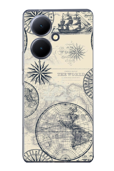 TechTree حافظة سيليكون متوافقة مع هاتف Vivo V29 Lite 5G تحمل خريطة العالم الق...