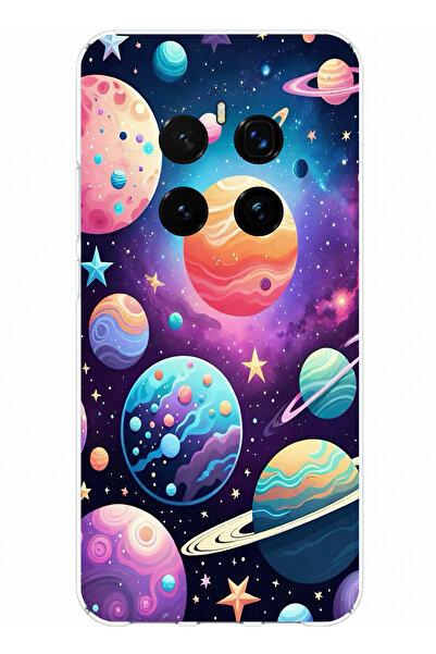 TechTree حافظة سيليكون مطبوع متوافقة مع هاتف Honor Magic 7 PRO بنمط الفضاء والكواكب والنجوم