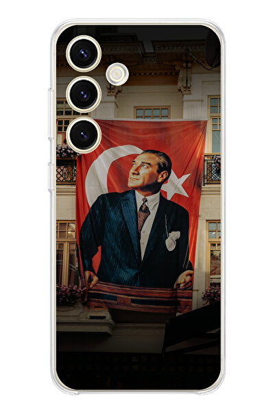 TechTree حافظة سيليكون متوافقة مع هاتف سامسونج جالاكسي S25 بتفاصيل العلم العم...