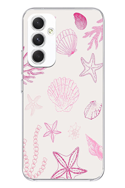 TechTree حافظة سيليكون متوافقة مع هاتف سامسونج جالاكسي A54 باللون الوردي وستار البحر وغلاف مطبوع