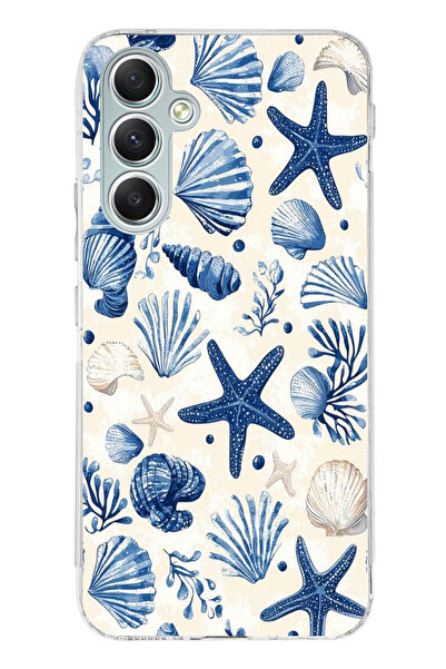 TechTree حافظة سيليكون مطبوع متوافقة مع هاتف سامسونج جالاكسي A34 بنمط صدفة ال...