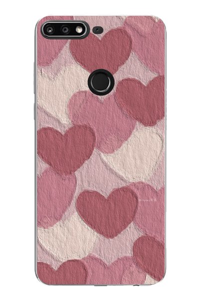 TechTree Huawei Y7 2018 - Honor 7C Compatible Pastel Dusty Rose and Pink Hear...