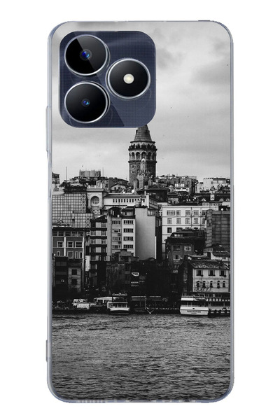 TechTree جراب سيليكون مطبوع متوافق مع هاتف Realme C53 مع إطلالة على برج غالات...