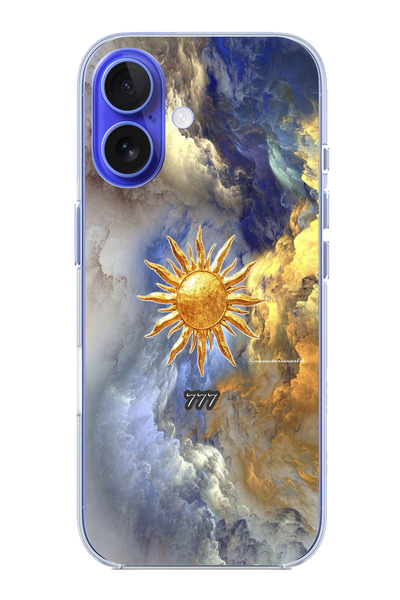 TechTree حافظة سيليكون متوافقة مع هاتف iPhone 16 777 بتصميم الشمس والسحاب مطبوع