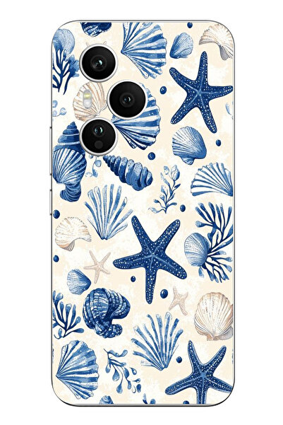 TechTree Honor 400 Pro Compatible Blue Seashell and Star Pattern Printed Silicone Case