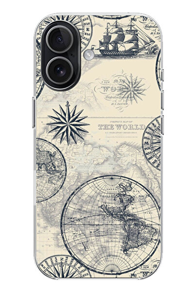 TechTree حافظة سيليكون متوافقة مع هاتف iPhone 17 تحتوي على خريطة العالم القدي...