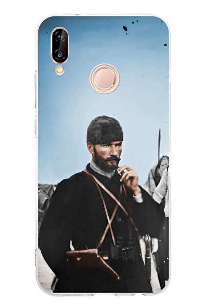 TechTree حافظة سيليكون متوافقة مع هاتف هواوي P20 لايت من أتاتورك سيهيفيدي مطبوع