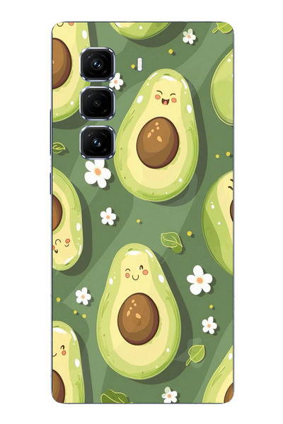 TechTree حافظة سيليكون متوافقة مع هاتف Infinix Hot 50 PRO PLUS+ باللون الأخضر اللطيف والأفوكادو مطبوع