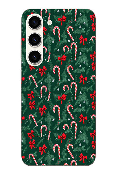 TechTree حافظة سيليكون متوافقة مع هاتف سامسونج جالاكسي S23 لشجرة عيد الميلاد وعصا الحلوى مطبوع