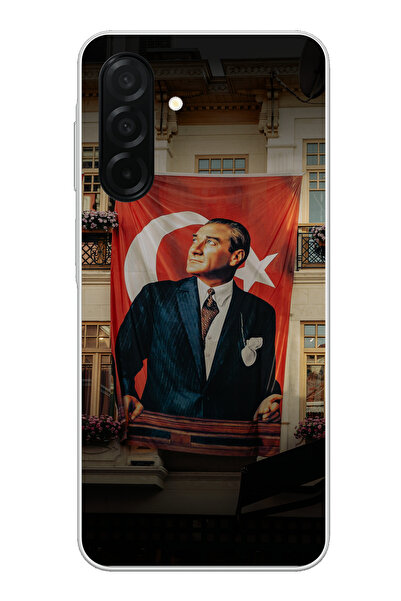 TechTree حافظة سيليكون متوافقة مع هاتف سامسونج جالاكسي A26 بتفاصيل العلم العملاق أتاتورك مطبوع