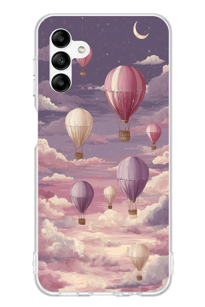 TechTree Samsung Galaxy A04S Compatible Purple Sky and Flying Balloon Printed Silicone Case
