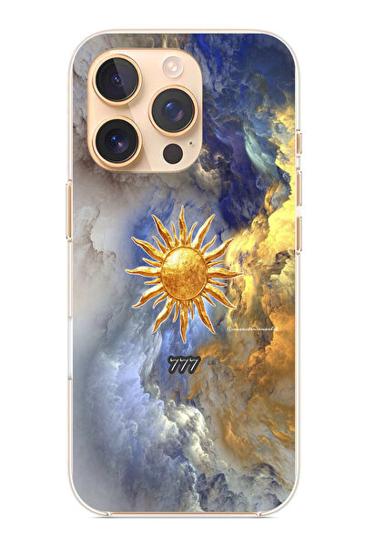 TechTree حافظة سيليكون متوافقة مع هاتف iPhone 16 PRO 777 بتصميم الشمس والسحاب...