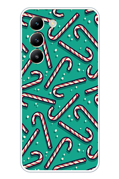 TechTree حافظة سيليكون متوافقة مع هاتف Vivo V30 Lite مطبوع مع عصا حلوى روح ال...