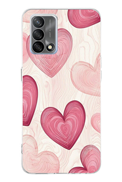 TechTree حافظة سيليكون متوافقة مع هاتف OPPO A74 باللون الوردي الخطوي مطبوع