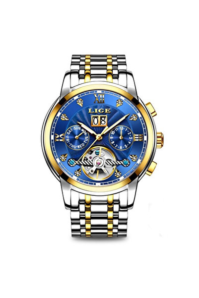 Lige Men's Watch Mechanical Automatic Classic Tourbillon Stainless Steel