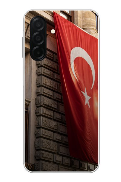 TechTree حافظة سيليكون متوافقة مع هاتف سامسونج جالاكسي A26 بتصميم العلم الترك...