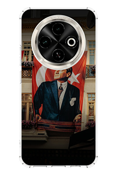 TechTree حافظة سيليكون متوافقة مع هاتف Tecno Spark 30C بتفاصيل علم كبير أتاتو...