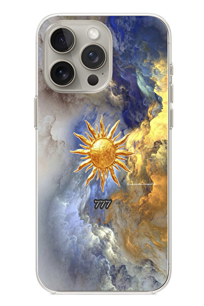TechTree iPhone 15 Pro Compatible 777 Sun and Cloud Design Printed Silicone Case
