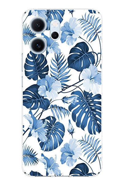 TechTree حافظة سيليكون مطبوع متوافقة مع هاتف OPPO Reno 14F بنمط أوراق الشجر ا...