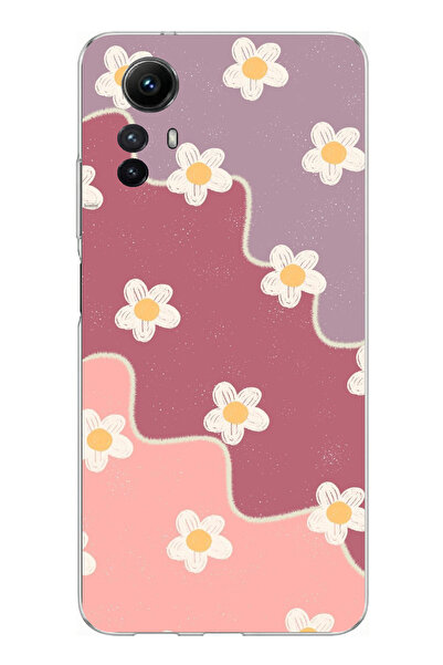 TechTree حافظة سيليكون متوافقة مع هاتف Redmi Note 12S بلون الورد المجفف والليلك المموج مطبوع