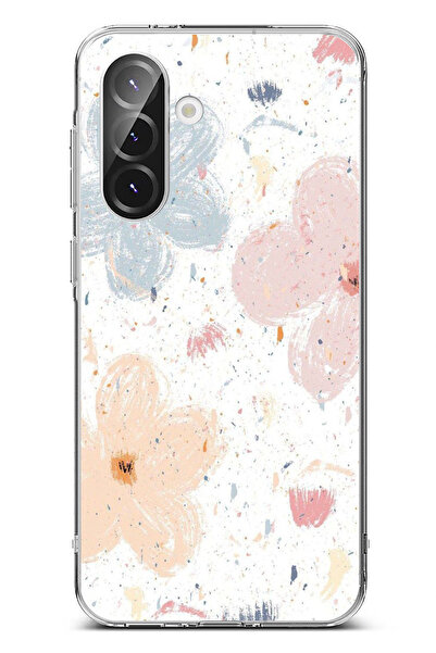 TechTree Printed Silicone Case Compatible with Samsung Galaxy A56 with Pastel Abstract Flower and Stain Pattern