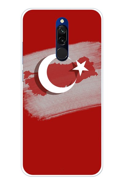 TechTree حافظة سيليكون متوافقة مع هاتف Redmi 8 بتفاصيل خريطة تركيا وعلمها مطبوع