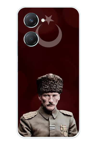 TechTree حافظة سيليكون متوافقة مع Vivo Y18 Moon Star ورئيس الأركان أتاتورك مطبوع