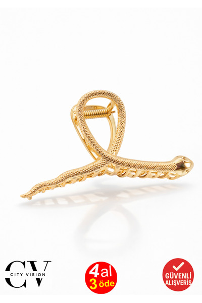 cityvision Agrafă de păr de lux, model șarpe din metal de culoare aurie, 7,5 cm