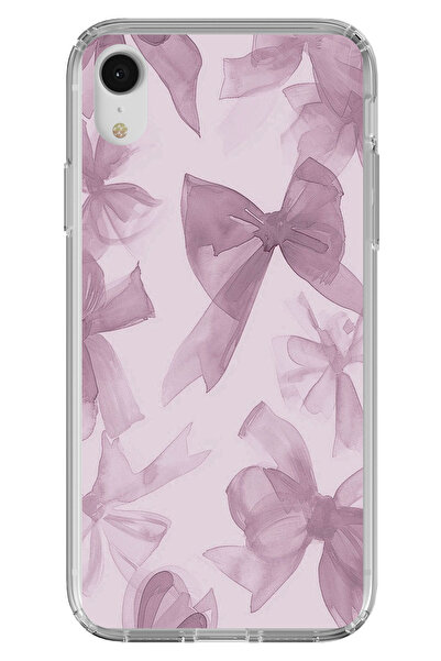 TechTree iPhone Xr Compatible Violet Tone Bow Printed Silicone Case