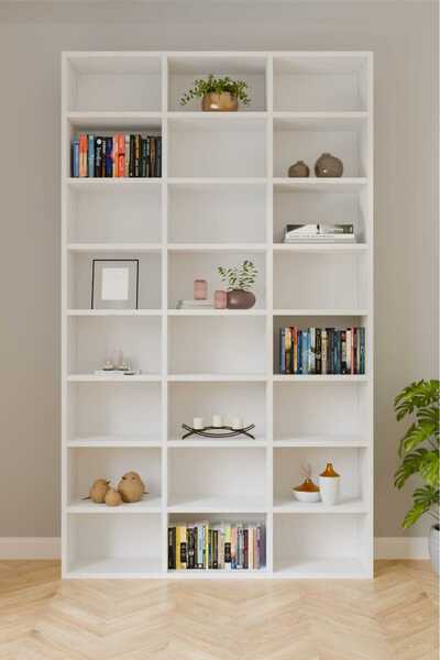 küçükalp NERGİZ 24 RAFLI ÇOK AMAÇLI KİTAPLIK VE DOLAP BEYAZ