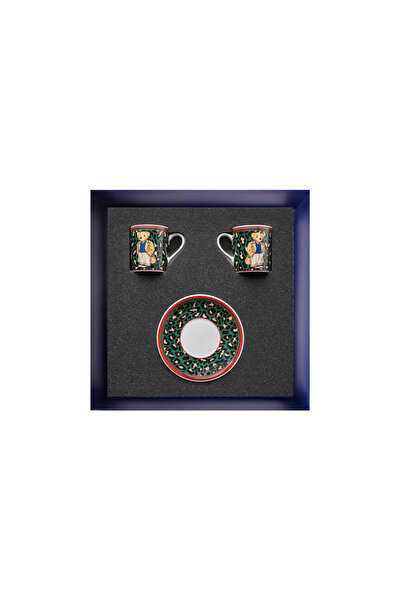 Sivella Leopard Teddy Bear Porcelain 2-Piece Coffee Cup