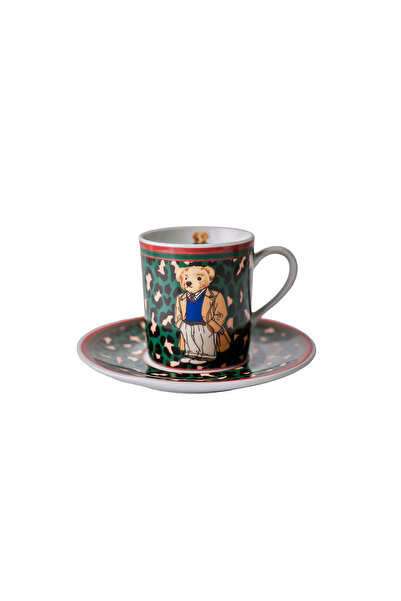 Sivella Leopard Teddy Bear Porcelain Coffee Cup