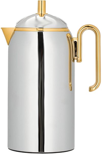ALSAIF Insulated Coffee and Tea Pot from Alsaif, Leak-proof and Keeps Drinks Hot, 0.3L, Nickel/Gold, Plasti