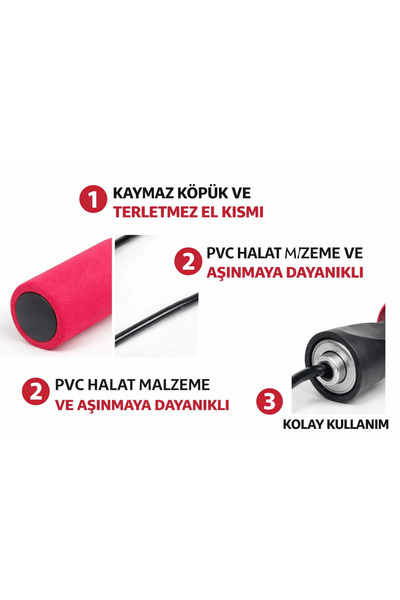 GRANDE SPORTS حبل قفز بطول 3 أمتار مع تمارين اللياقة البدنية