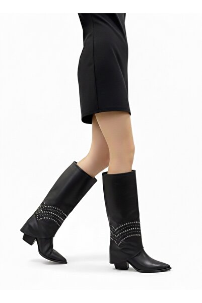 manzo 26109 Hakiki Deri Troklu Sivri Burun Ökçeli Kovboy Çizme