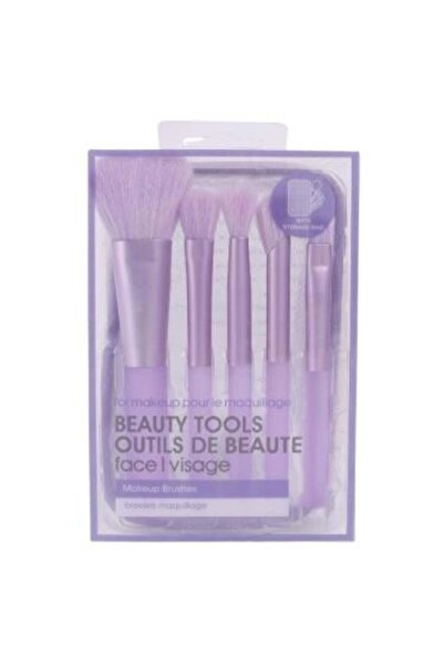 BEAUTY SYSTEM مجموعة فرش مكياج مع حقيبة - 5 قطع | لون عشوائي