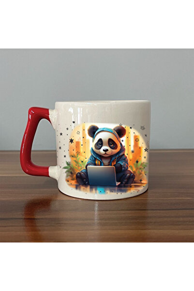 Kırtasiye Ofisi الباندا الحزينة - المهنة: مبرمج، كوب هدية للمهنة بمقبض أحمر، ...