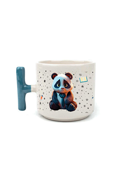 Kırtasiye Ofisi الباندا الحزينة - المهنة: معلم، كوب هدية للمهنة بمقبض أزرق، ك...