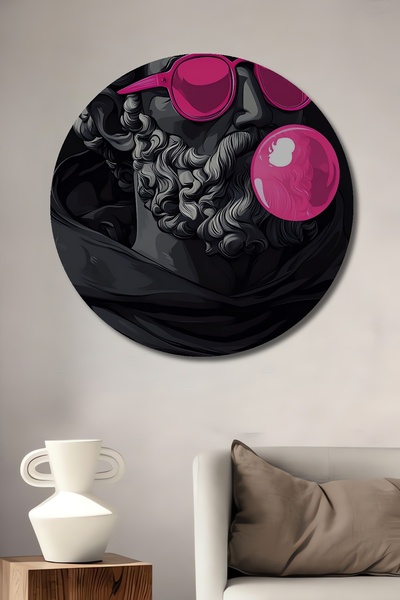 Teona Ahşap Heykeltıraşın Pembe Gözlüğü Sakız Üfleyen Antik Büst Ahşap Dekora...